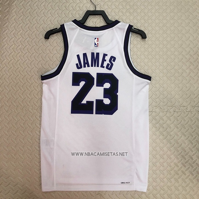 Camiseta Los Angeles Lakers LeBron James NO 23 Ciudad 2022-23 Blanco